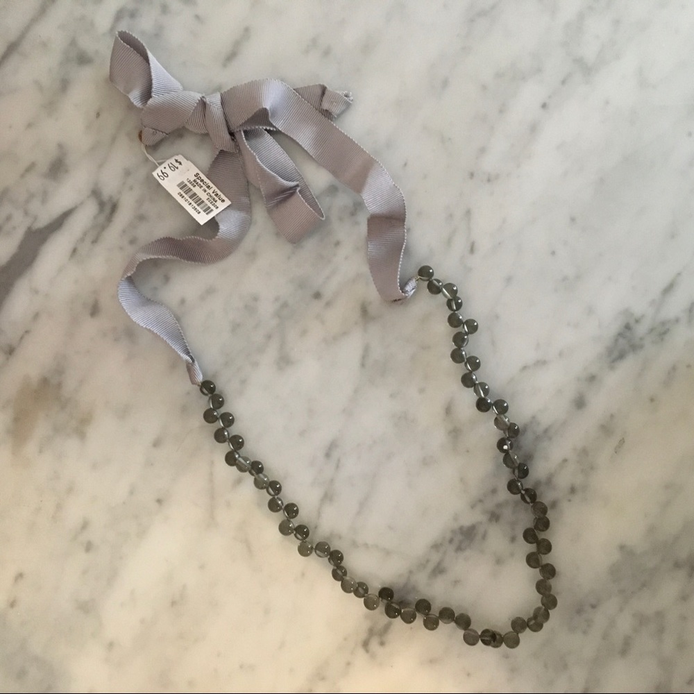 NWT! J. Crew Factory Bead and Ribbon Necklace
